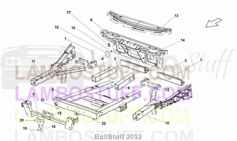 2013 Lamborghini GALLARDO LP 550-2 COUPE ARABIA FRONT FRAME ELEMENTS (701.01.00)